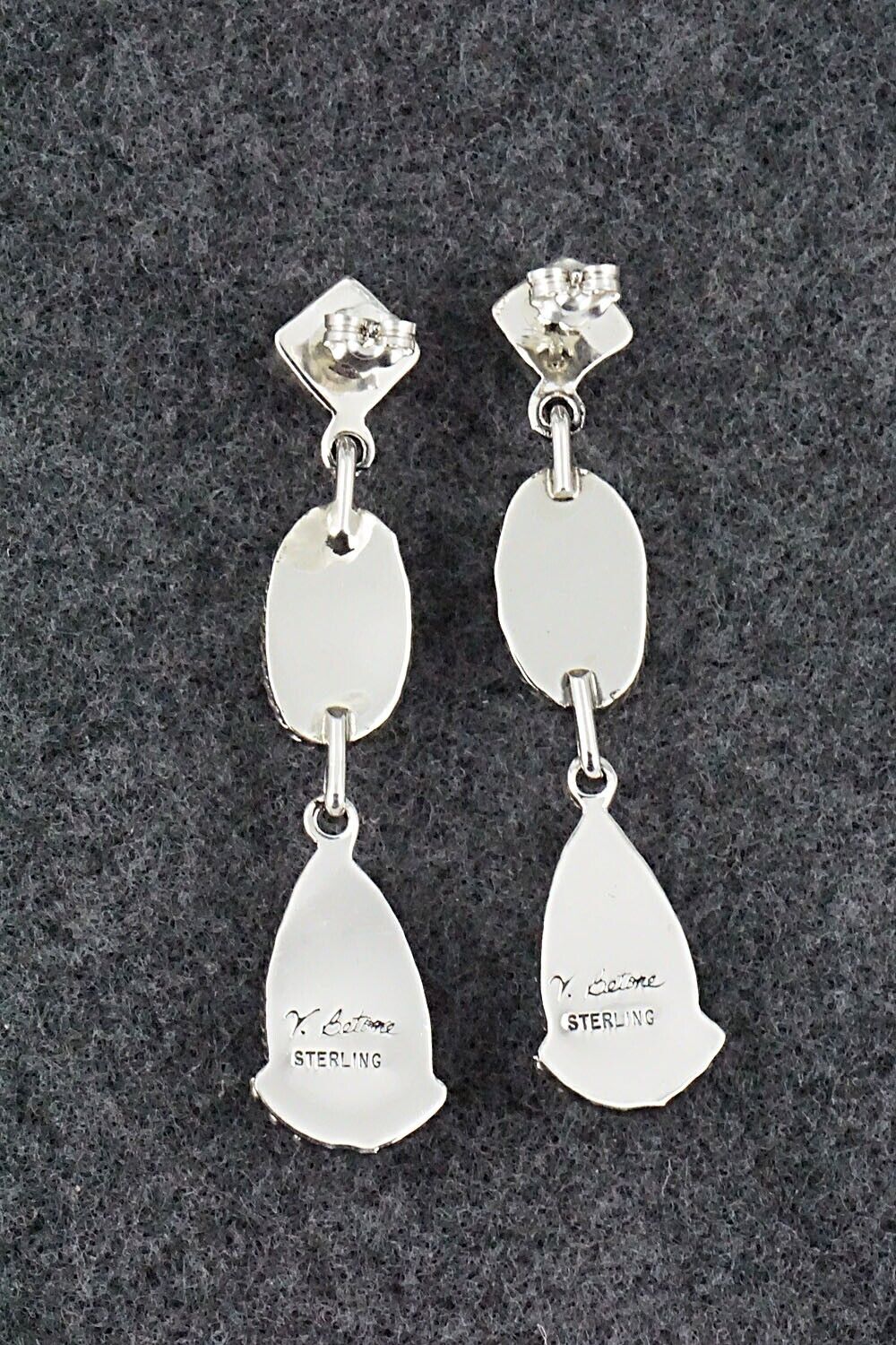 Turquoise, Coral & Sterling Silver Earrings - Verley Betone