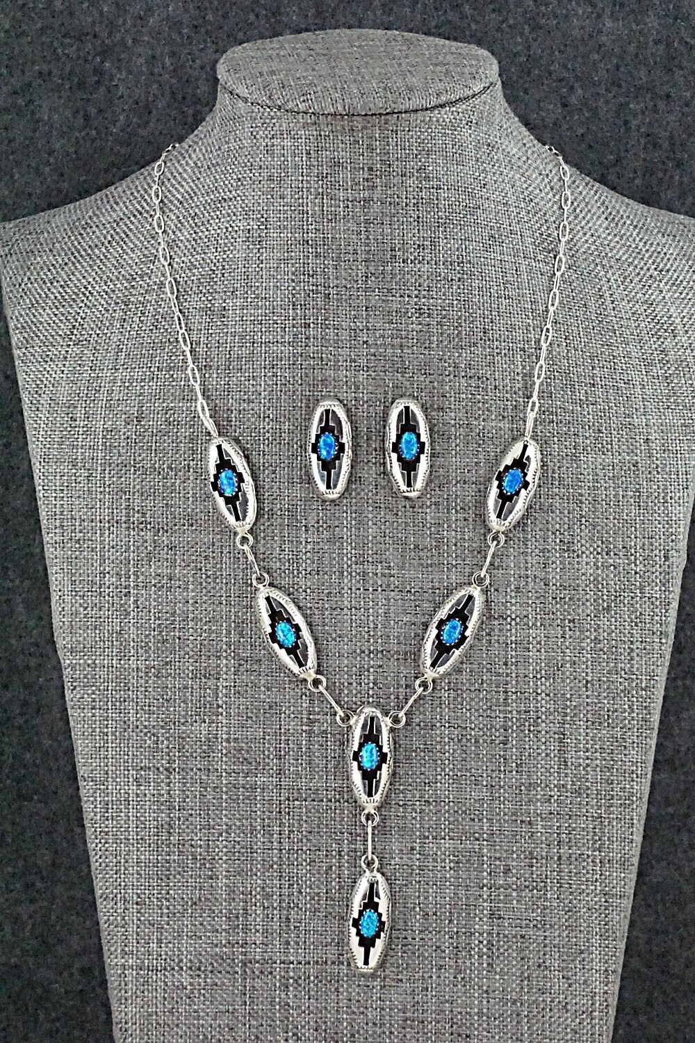 Opalite & Sterling Silver Necklace and Earrings Set - Felix Perry