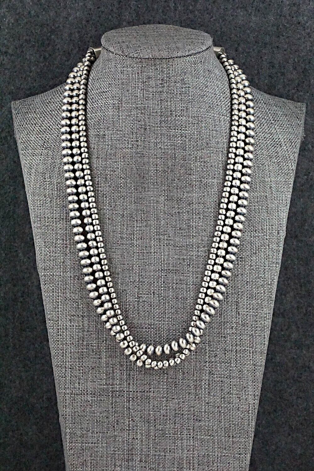 Sterling Silver Navajo Pearl Necklace 20" - Dorinda Mariano