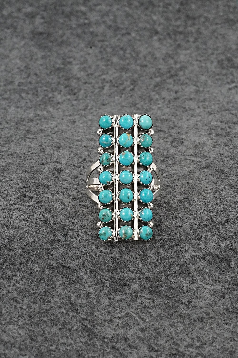 Turquoise & Sterling Silver Ring - Kenny Lonjose - Size 9