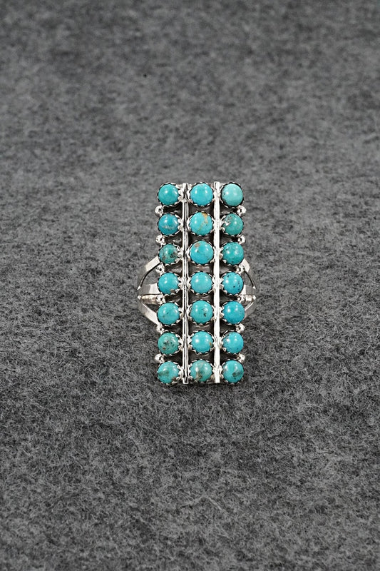 Turquoise & Sterling Silver Ring - Kenny Lonjose - Size 9
