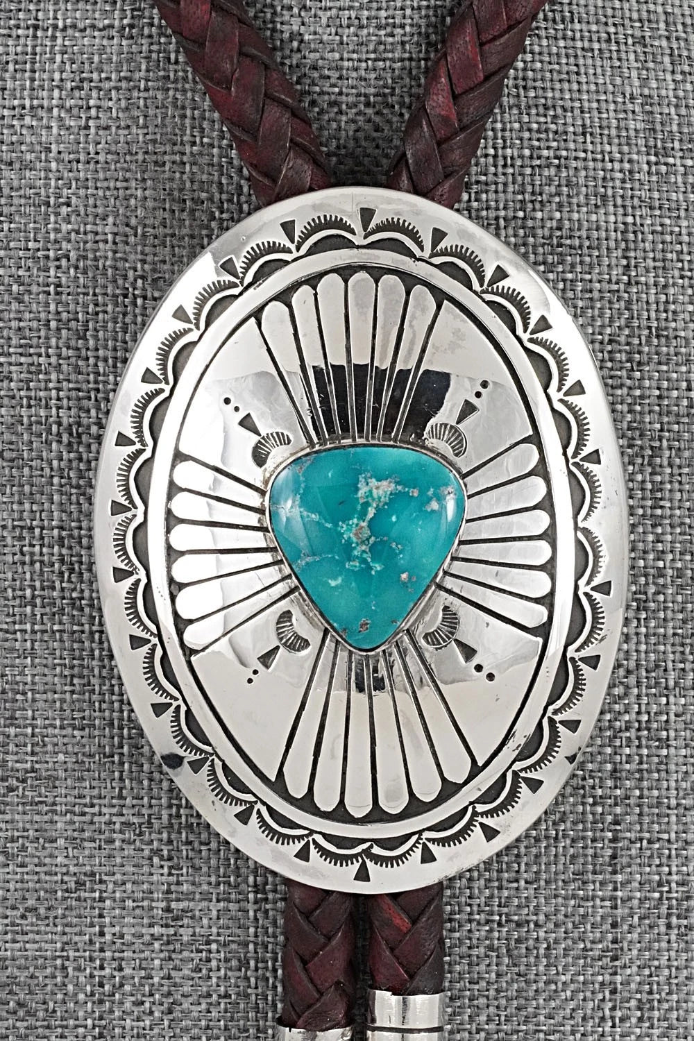 Turquoise & Sterling Silver Bolo Tie - Charlie John