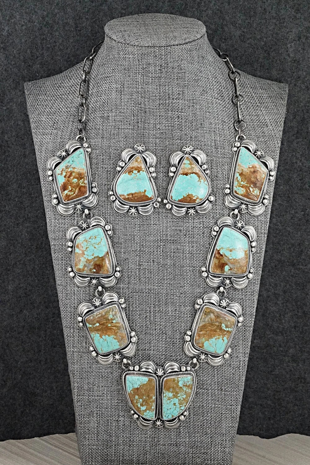 Turquoise & Sterling Silver Necklace and Earrings Set - Randy Boyd