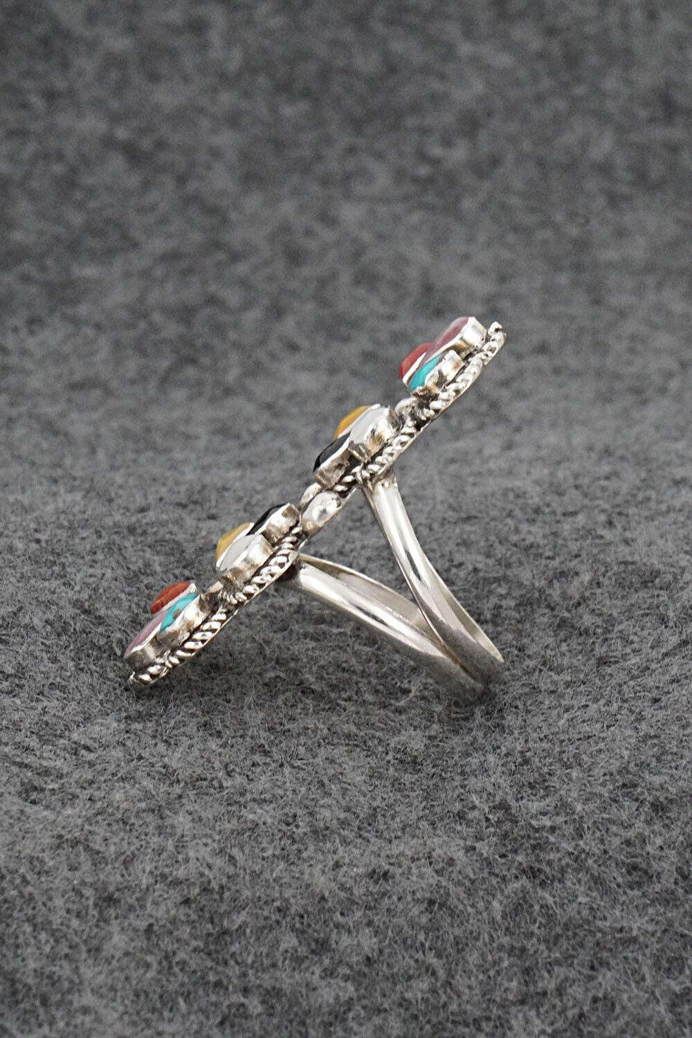 Multi-Stone & Sterling Silver Ring - Carol Lateyice - Size 7.5
