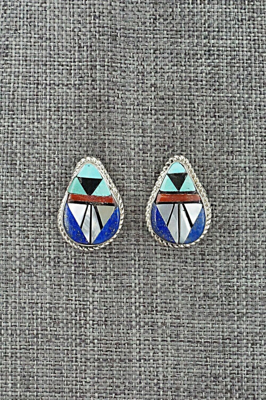 Multi-Stone Inlay & Sterling Silver Earrings - Ola Eriacho