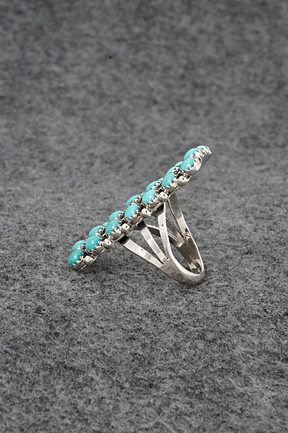 Turquoise & Sterling Silver Ring - Kenny Lonjose - Size 6.5