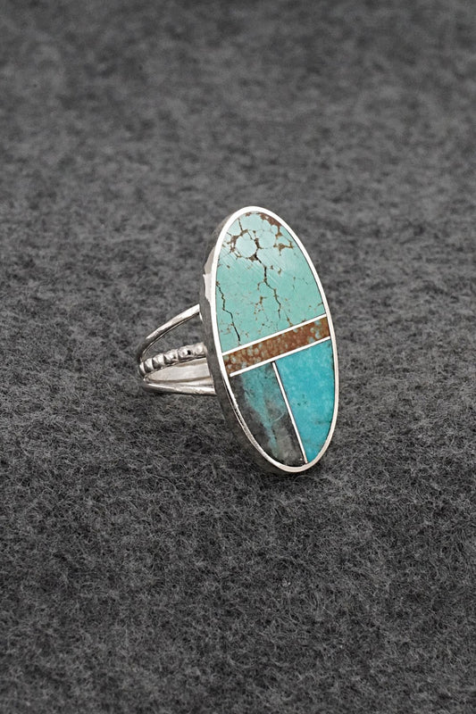 Turquoise & Sterling Silver Ring - Harold Smith - Size 7.5
