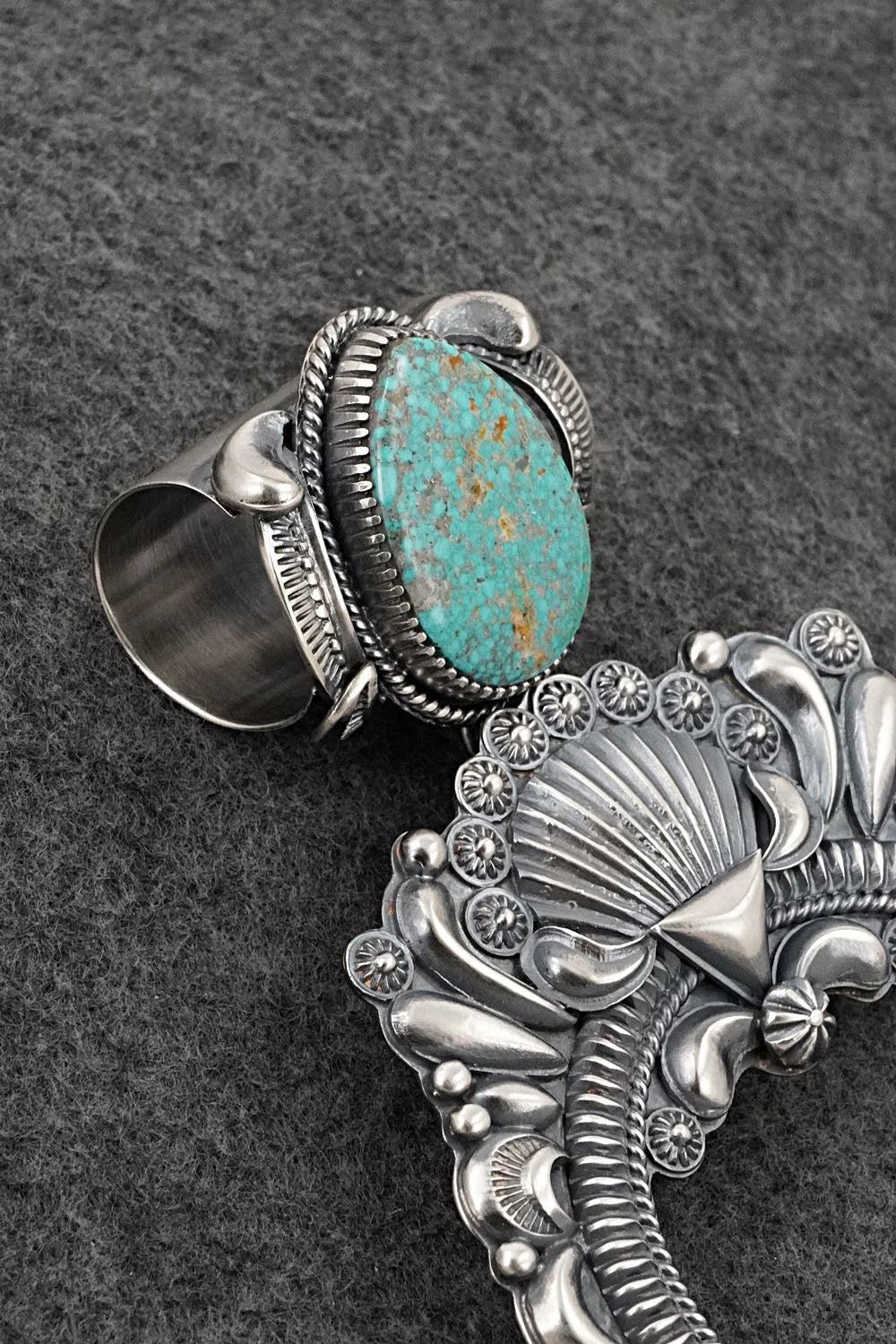 Turquoise & Sterling Silver Naja Pendant - Delbert Gordon
