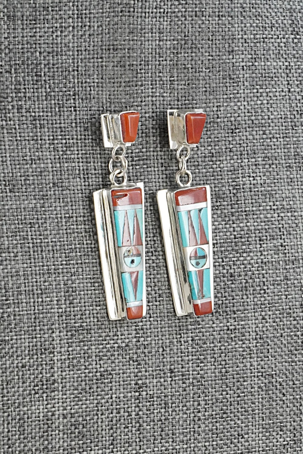 Multi-Stone & Sterling Silver Inlay Earrings - Rayland Edaakie