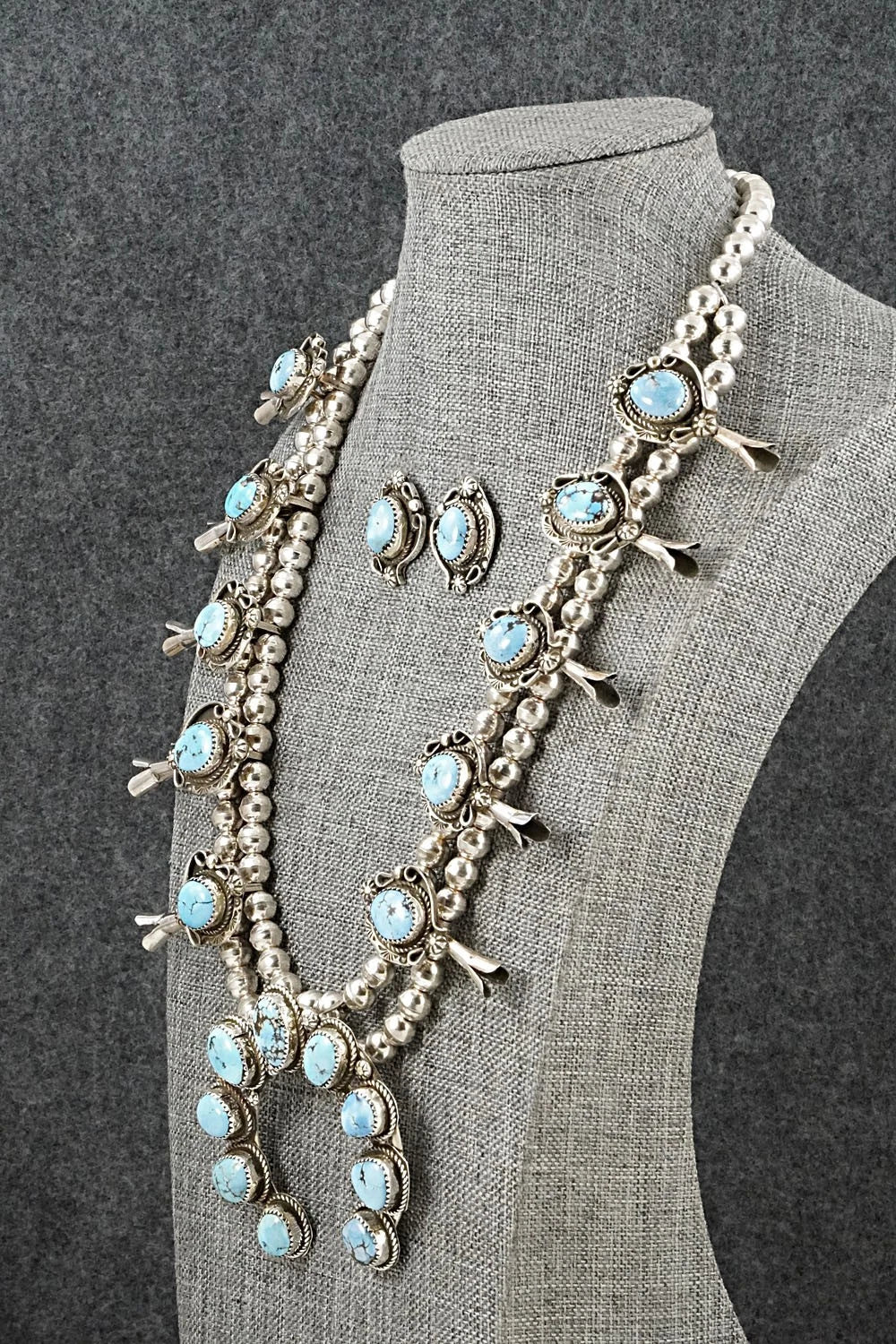 Turquoise & Sterling Silver Squash Blossom Set - Phil Nez