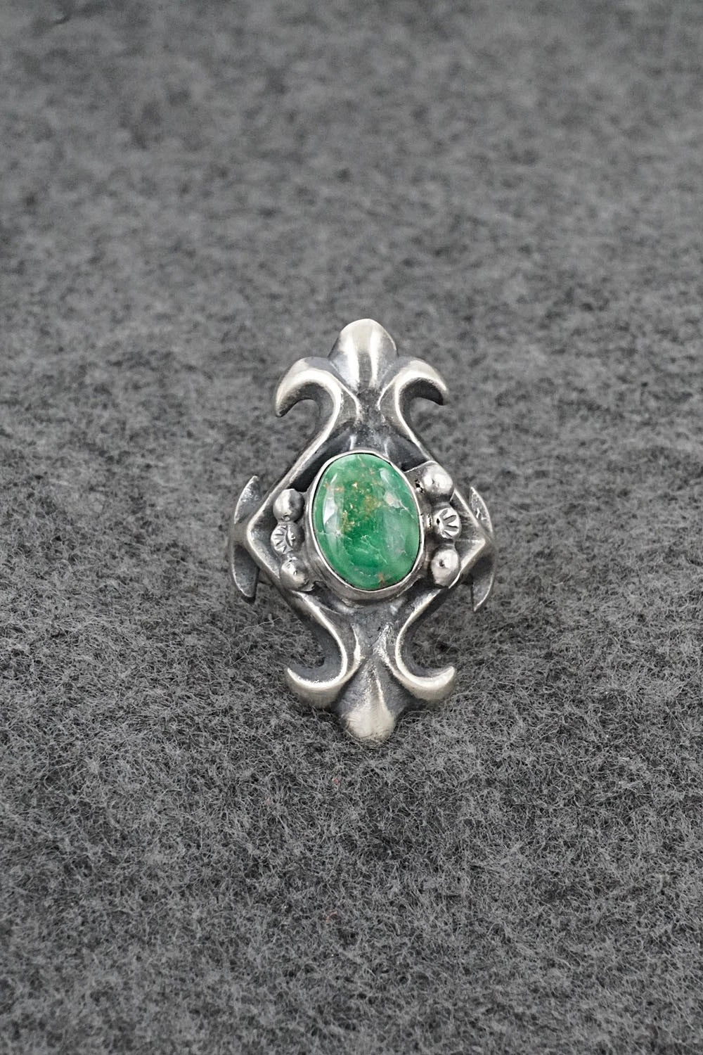 Turquoise & Sterling Silver Ring - Harrison Bitsue - Size 6.5