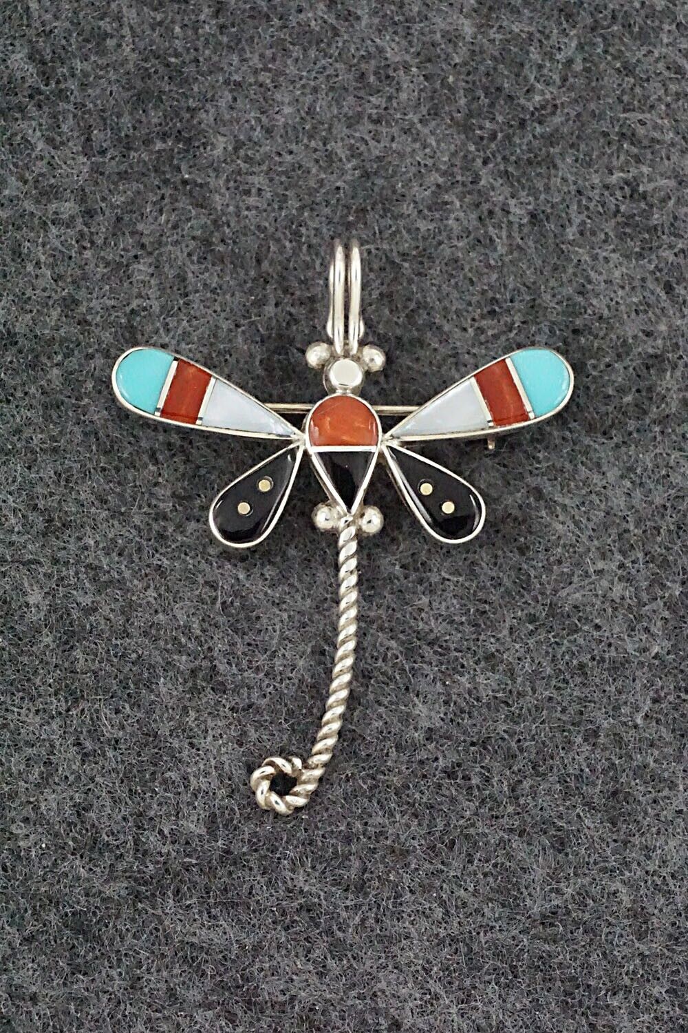 Multi Stone and Sterling Silver Pendant/Pin - Lyndon Ahiyite