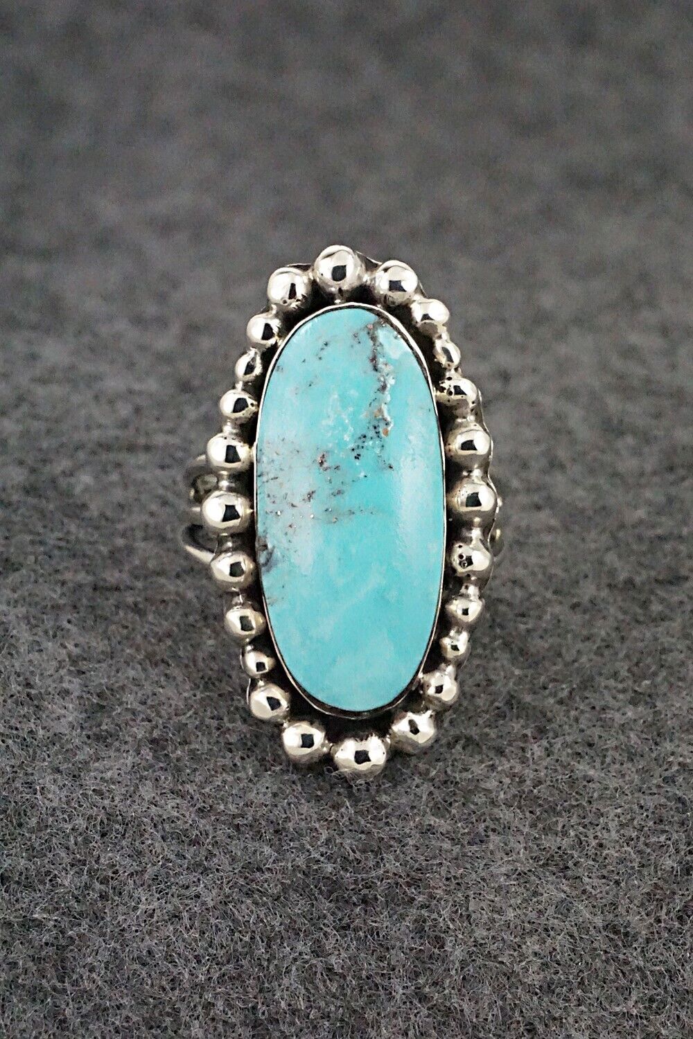 Turquoise & Sterling Silver Ring - Clarence Long - Size 7.5