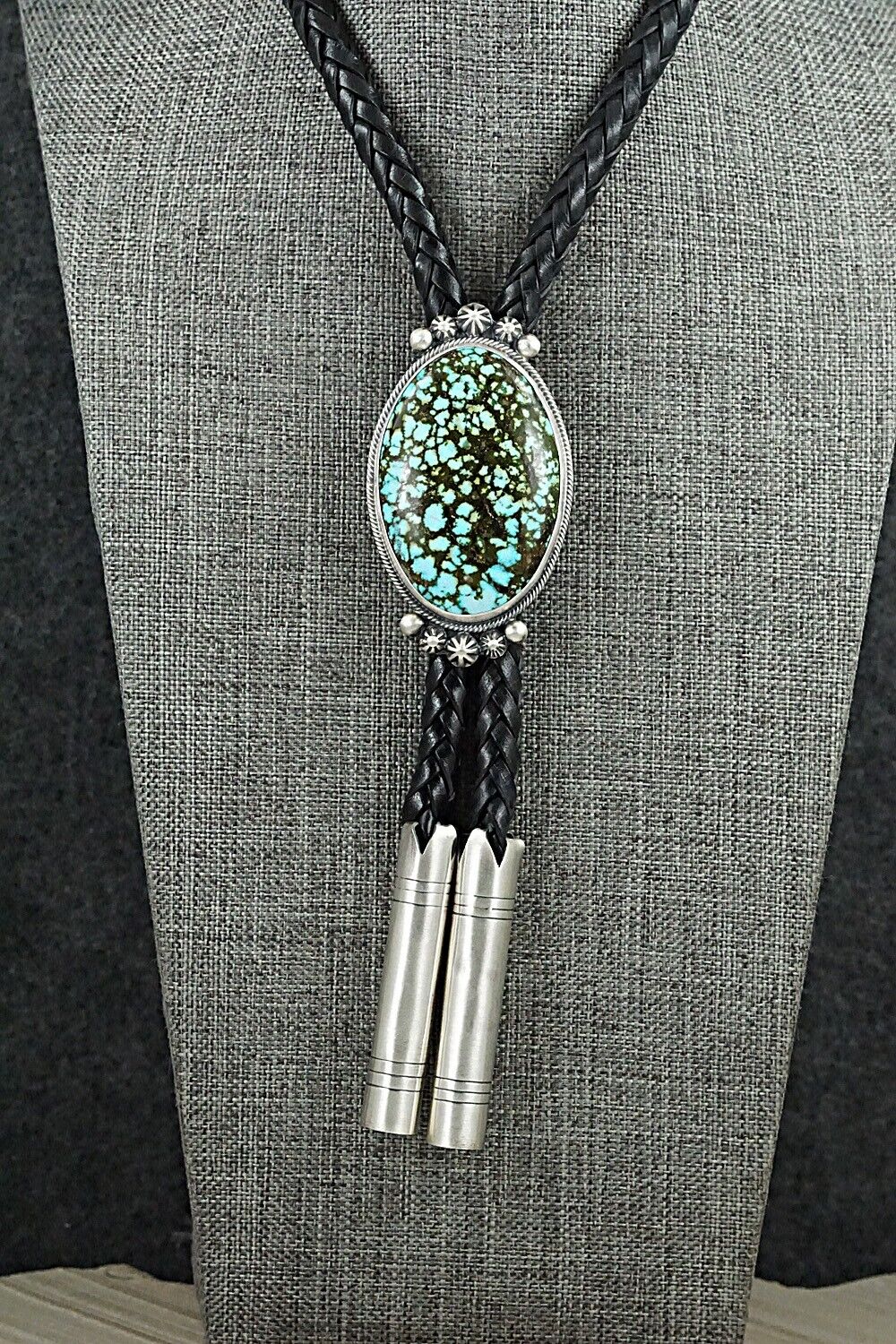 Turquoise & Sterling Silver Bolo Tie - Bobby Johnson