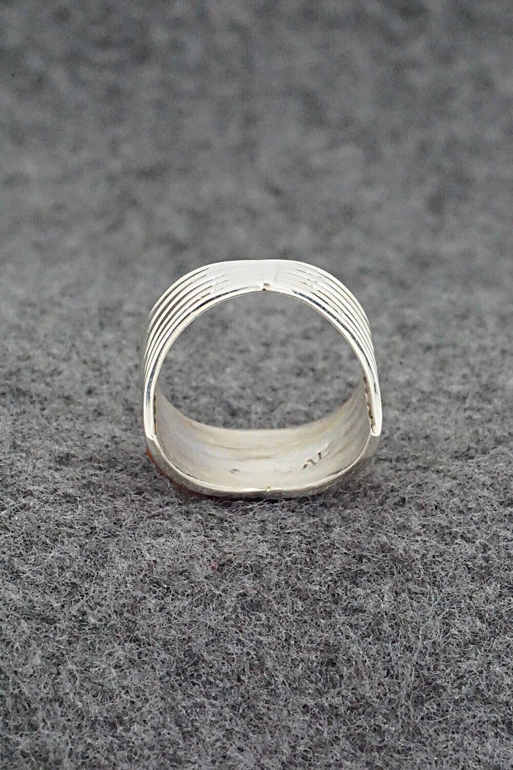 Coral & Sterling Silver Ring - Andrew Enrico - Size 7.5