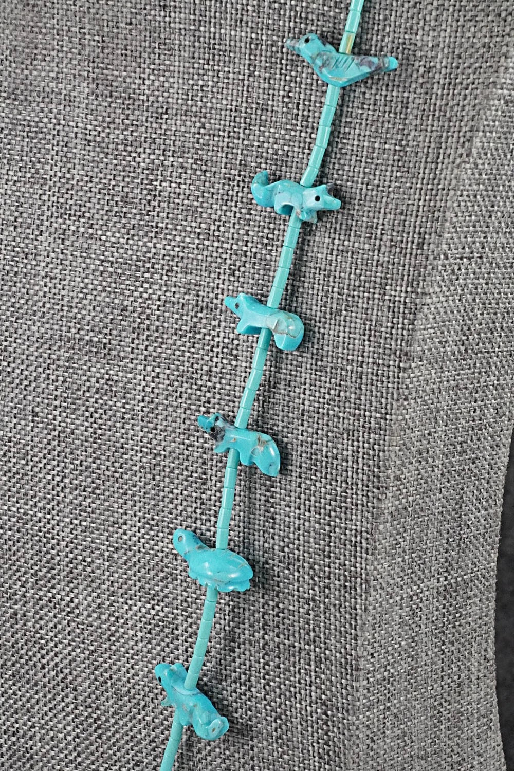 Turquoise Fetish Carving & Sterling Silver Necklace - Hector Goodluck