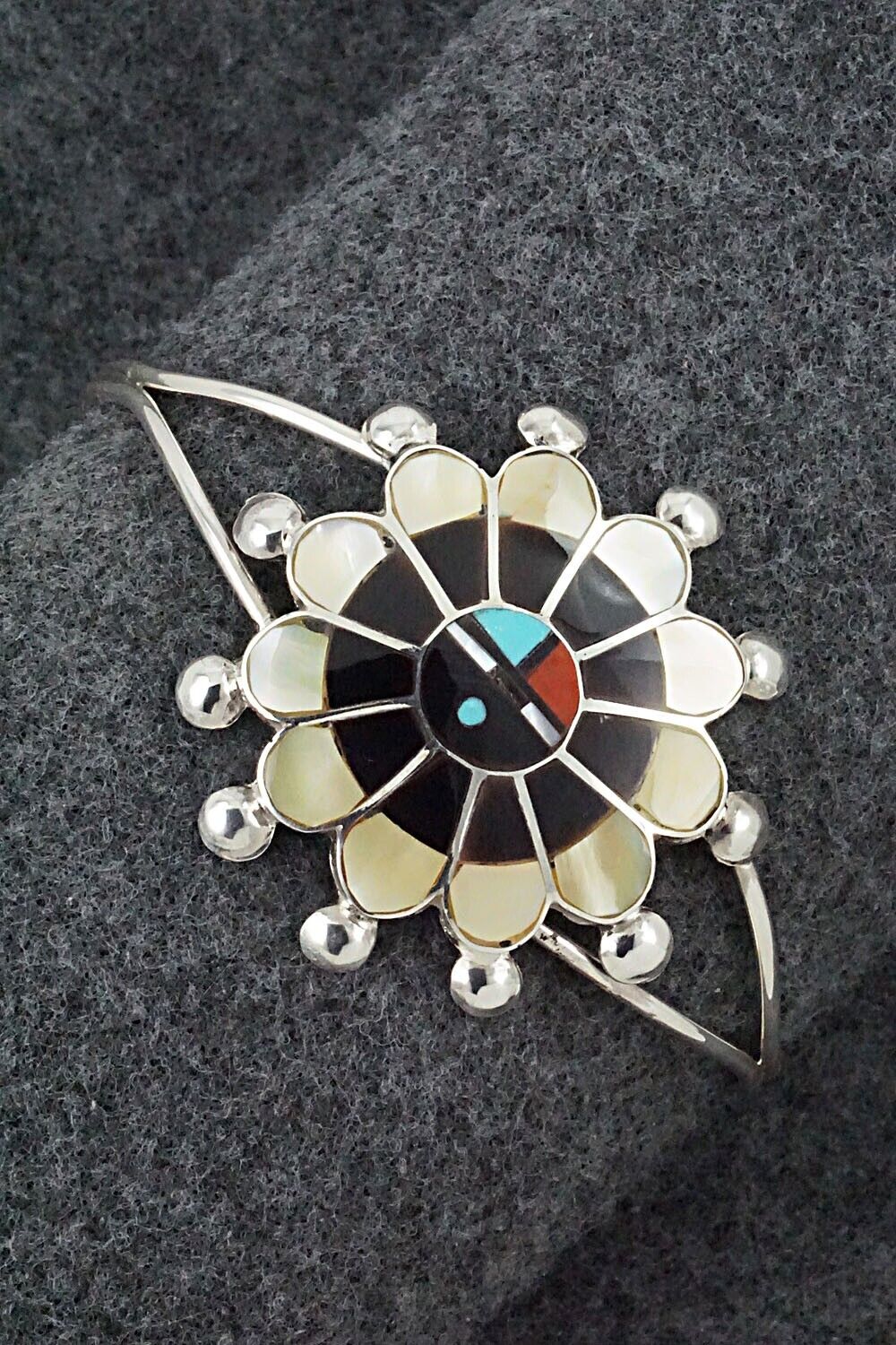 Multi Stone & Sterling Silver Inlay Bracelet - Pauline Lonjose