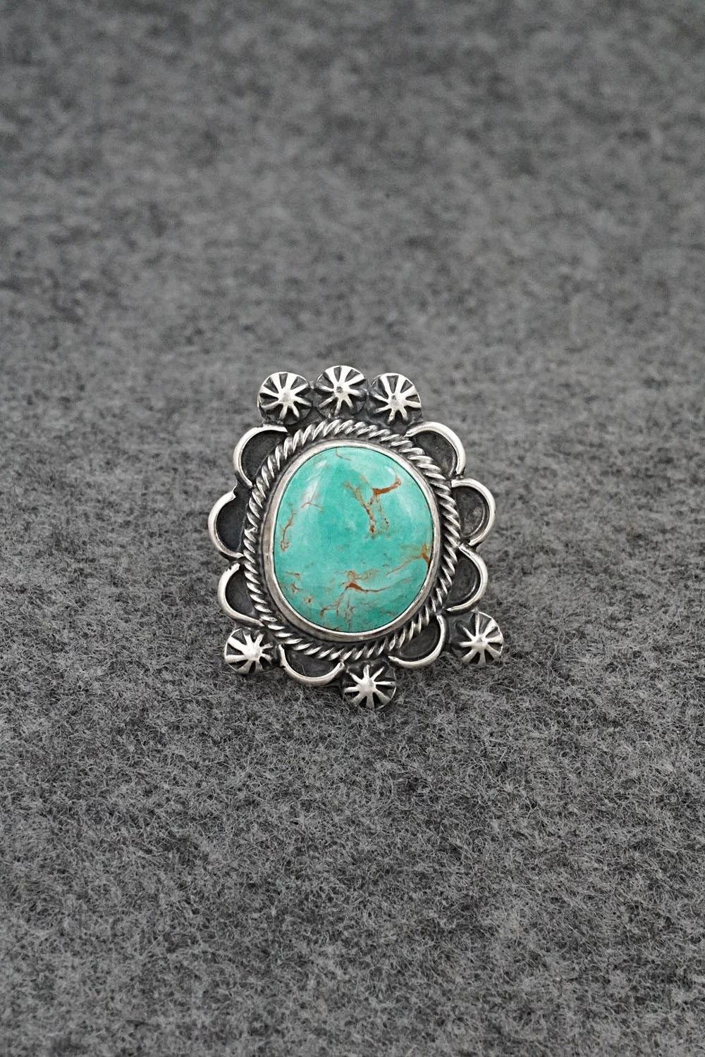 Turquoise & Sterling Silver Ring - Bobby Johnson - Size Adjustable