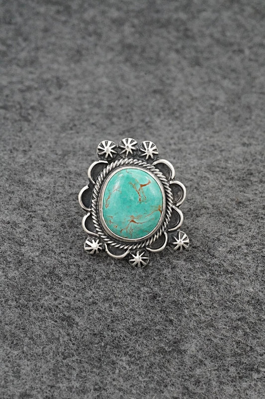 Turquoise & Sterling Silver Ring - Bobby Johnson - Size Adjustable