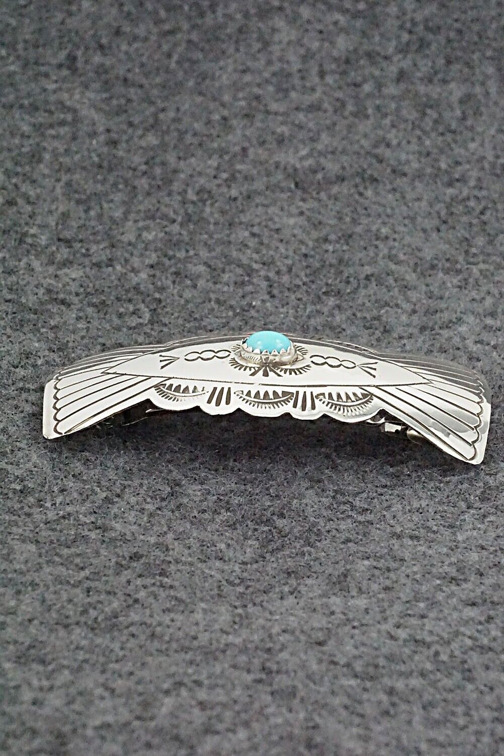 Turquoise & Sterling Silver Hair Barrette - Arlene Soce