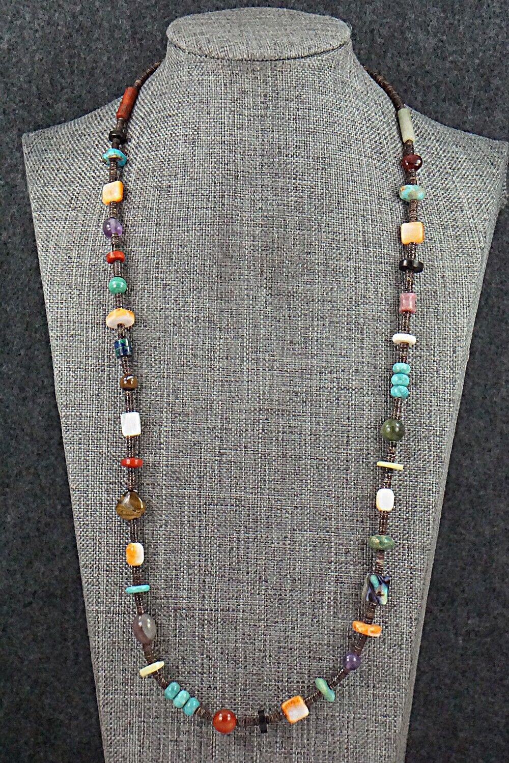 Multi-Stone & Sterling Silver Necklace 28" - Helen Tsosie