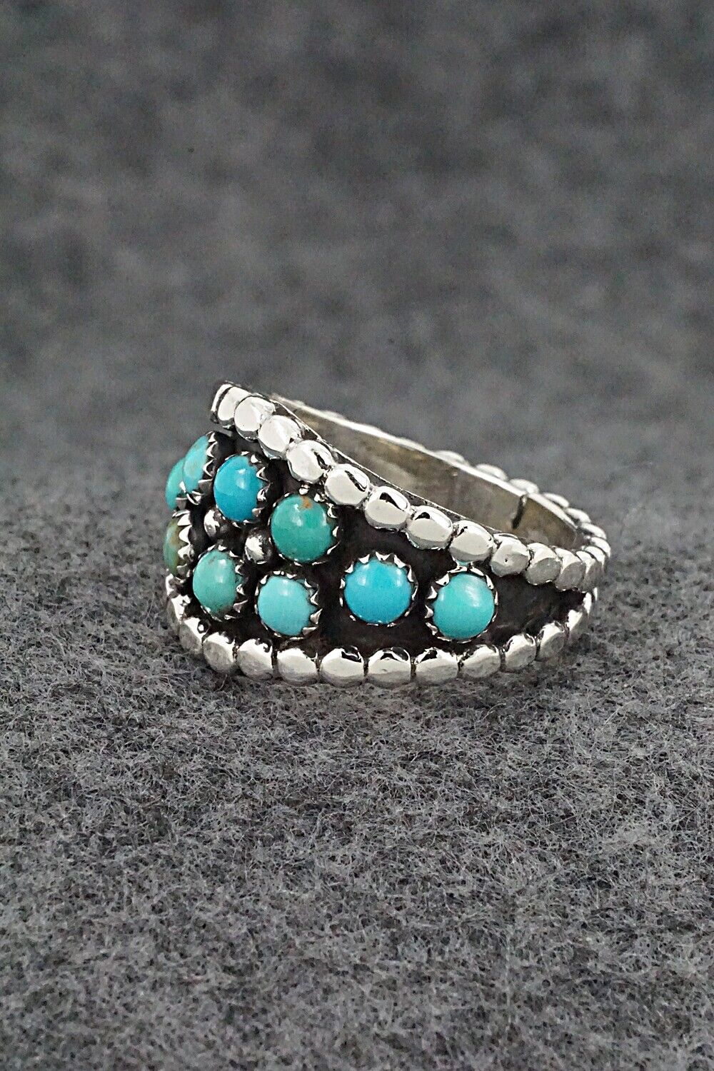 Turquoise & Sterling Silver Ring - Kenny Lonjose - Size 11