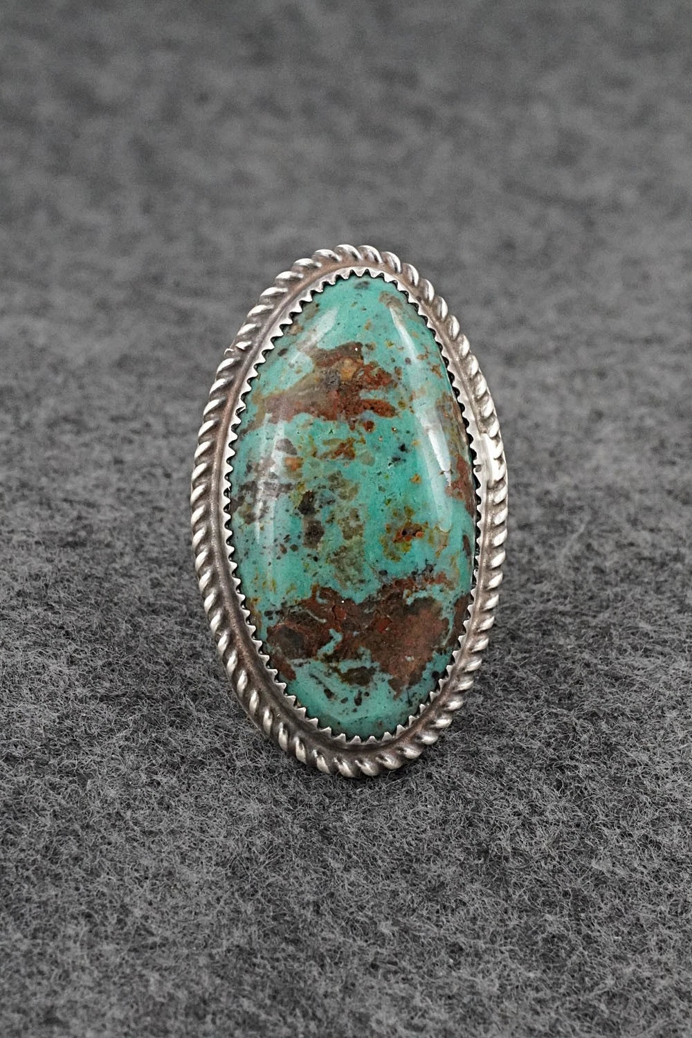 Turquoise & Sterling Silver Ring - Leslie Nez - Size 7.5