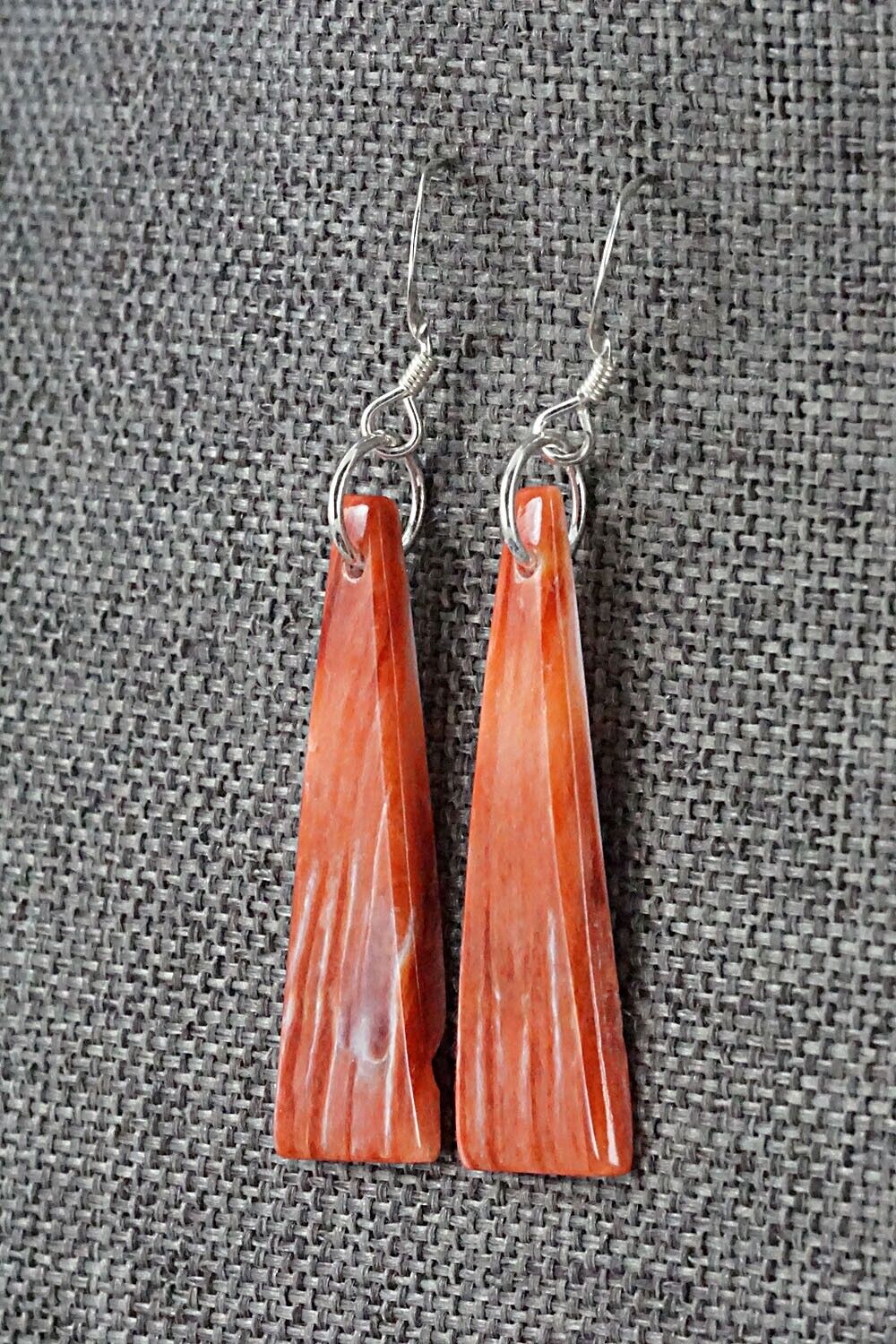 Spiny Oyster & Sterling Silver Earrings - Louise Pete