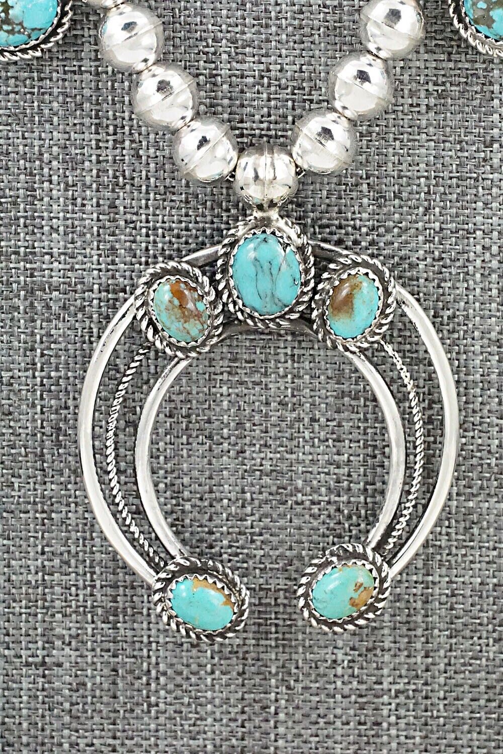 Turquoise & Sterling Silver Squash Blossom Necklace - Phil Garcia