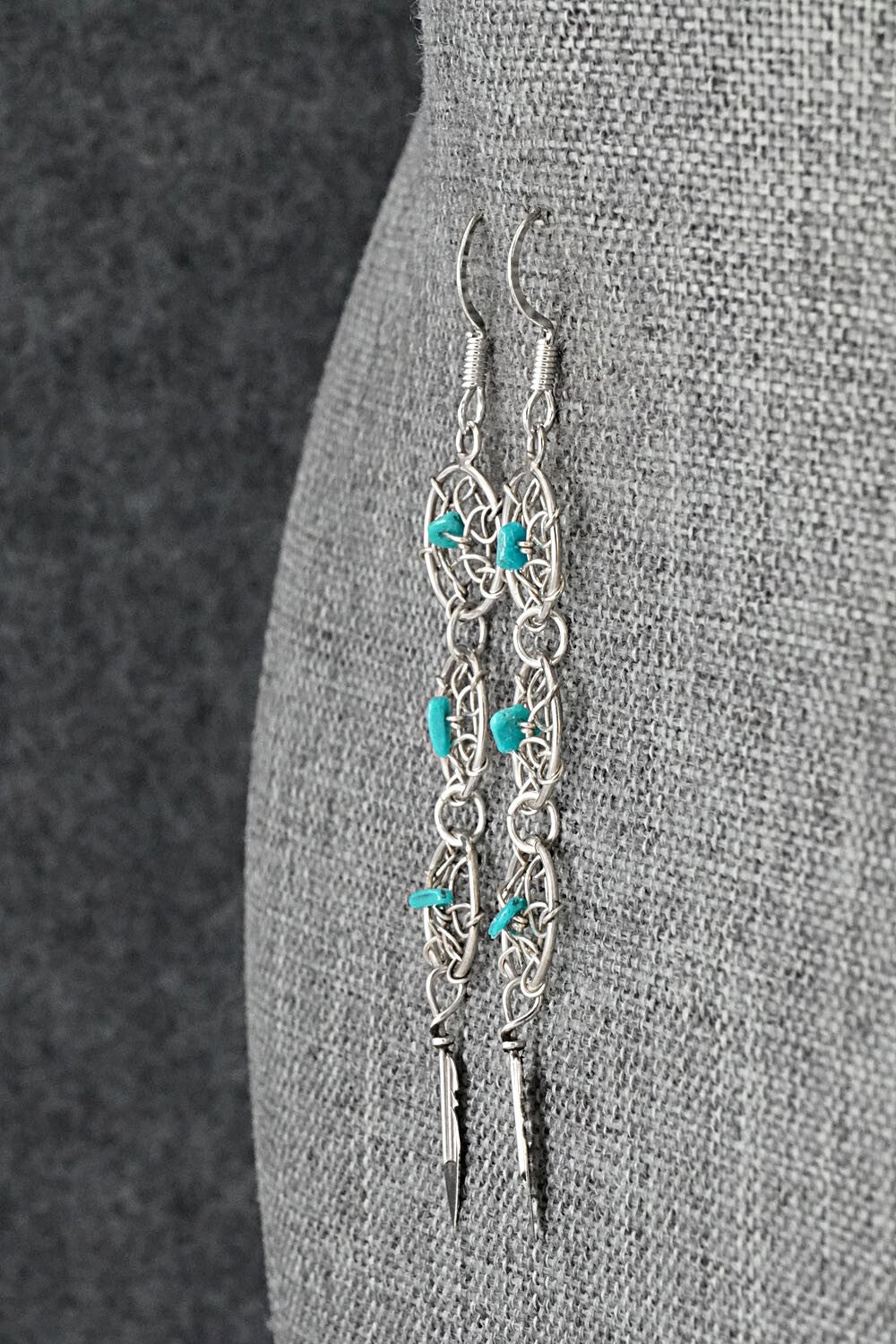 Turquoise & Sterling Silver Earrings - Lorenzo Arviso Jr.