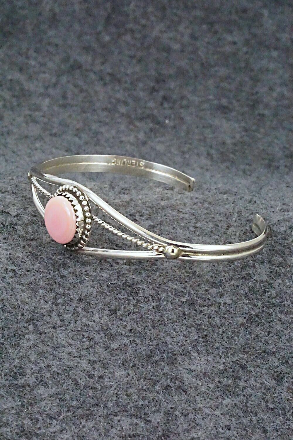 Pink Conch Shell & Sterling Silver Bracelet - Esther White