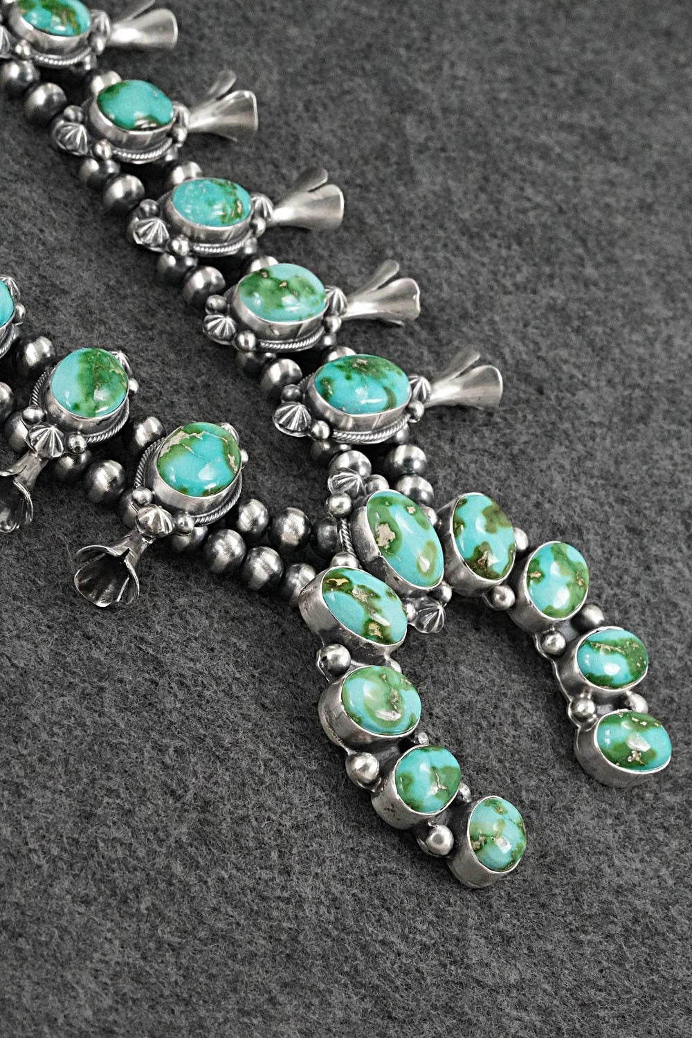 Turquoise & Sterling Silver Squash Blossom Set - Bob Becenti