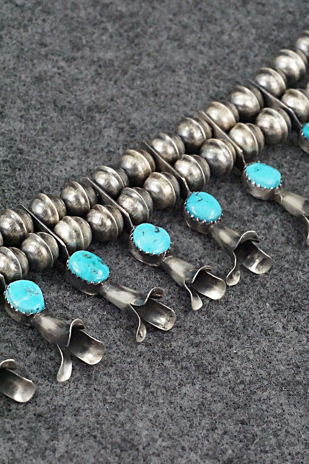 Turquoise & Sterling Silver Squash Blossom Set - Marie Kirlie