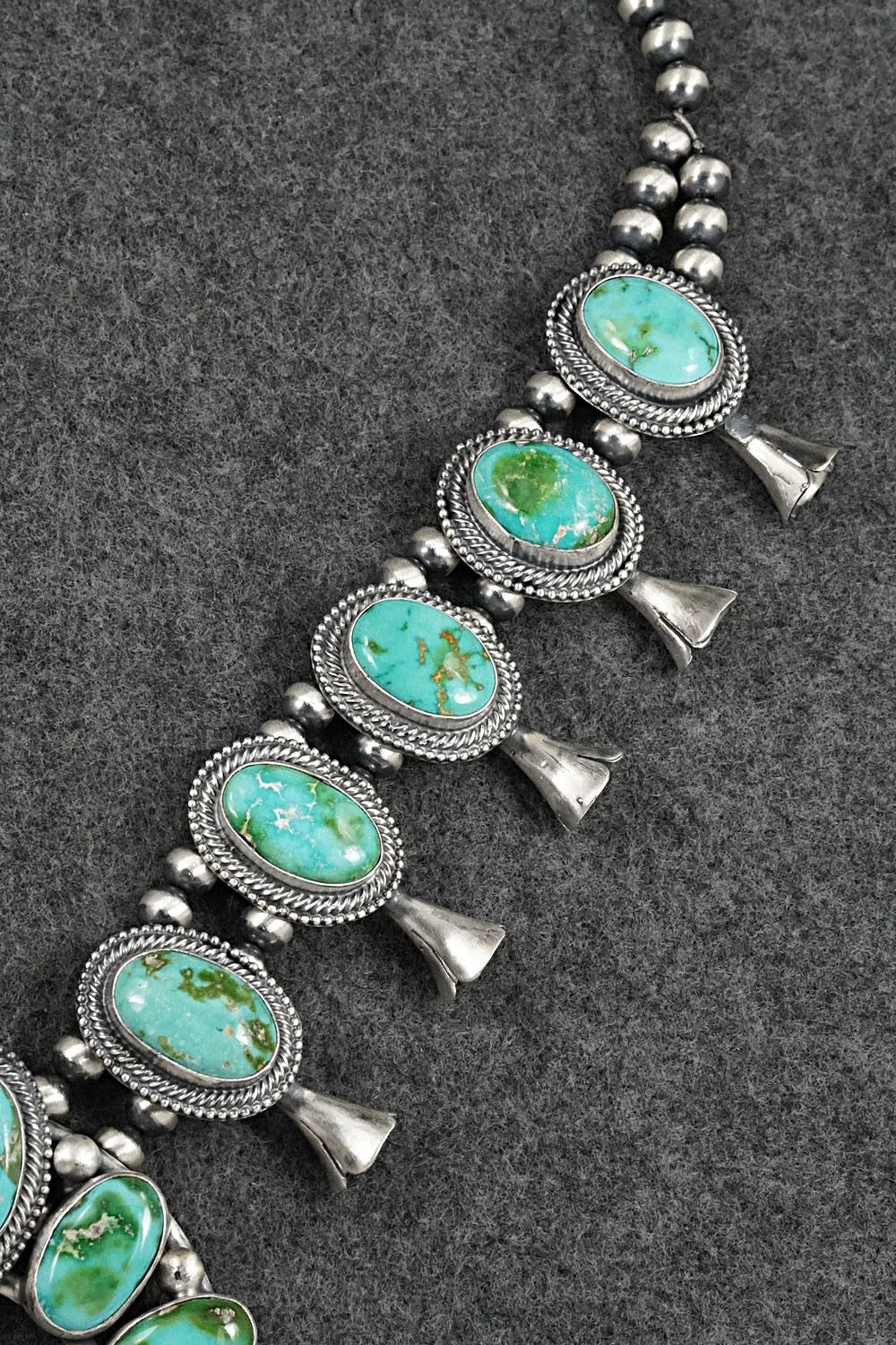 Turquoise & Sterling Silver Squash Blossom Set - Bobby Johnson