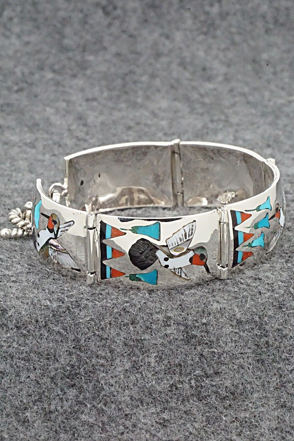 Multi-Stone & Sterling Silver Link Bracelet - Quintin Quam Sr.