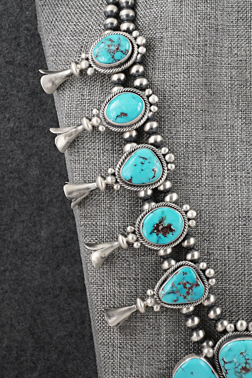 Turquoise & Sterling Silver Squash Blossom Set - Bobby Johnson