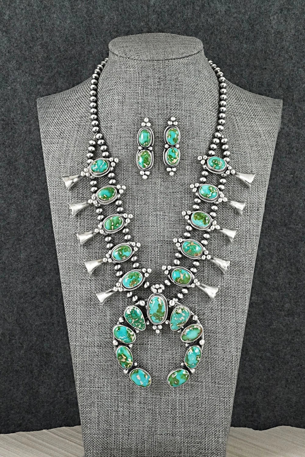 Turquoise & Sterling Silver Squash Blossom Set - Darrin Livingston