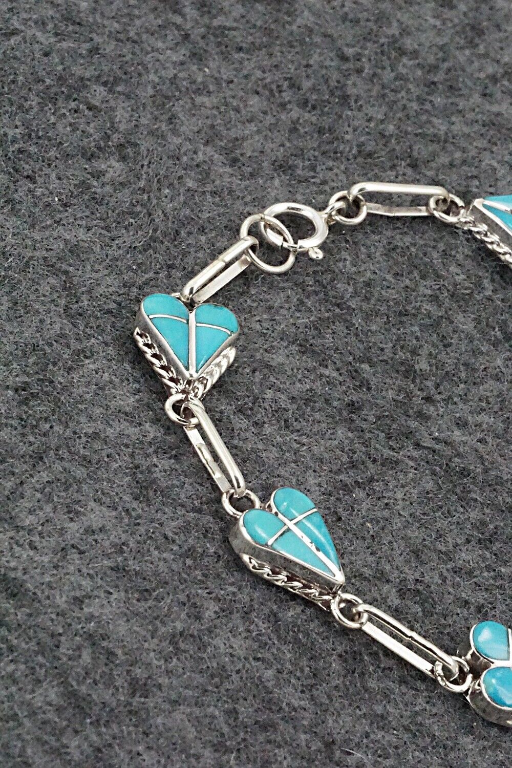Turquoise & Sterling Silver Link Bracelet - Velda Nastacio