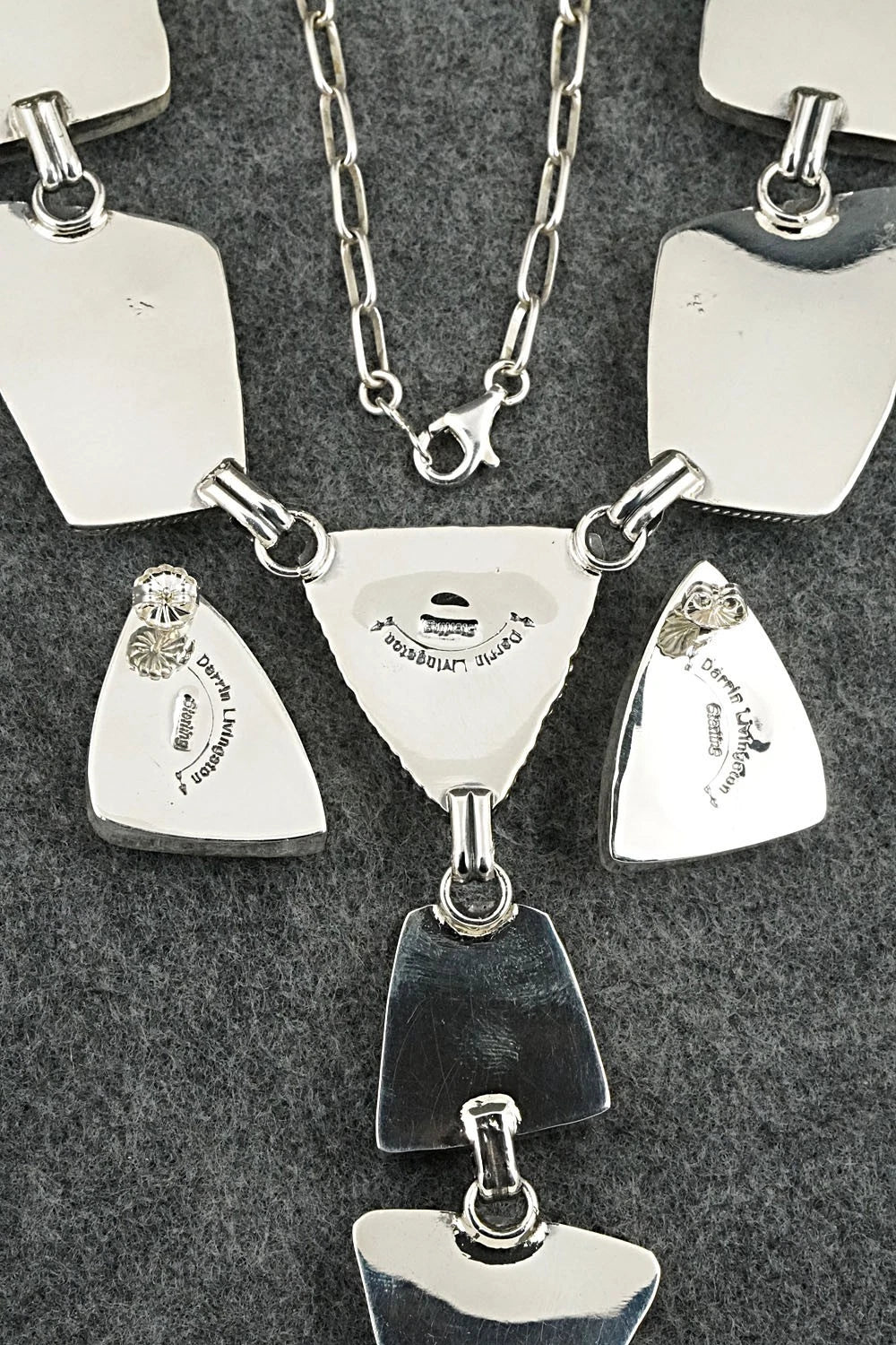 Turquoise & Sterling Silver Necklace and Earrings Set - Darrin Livingston