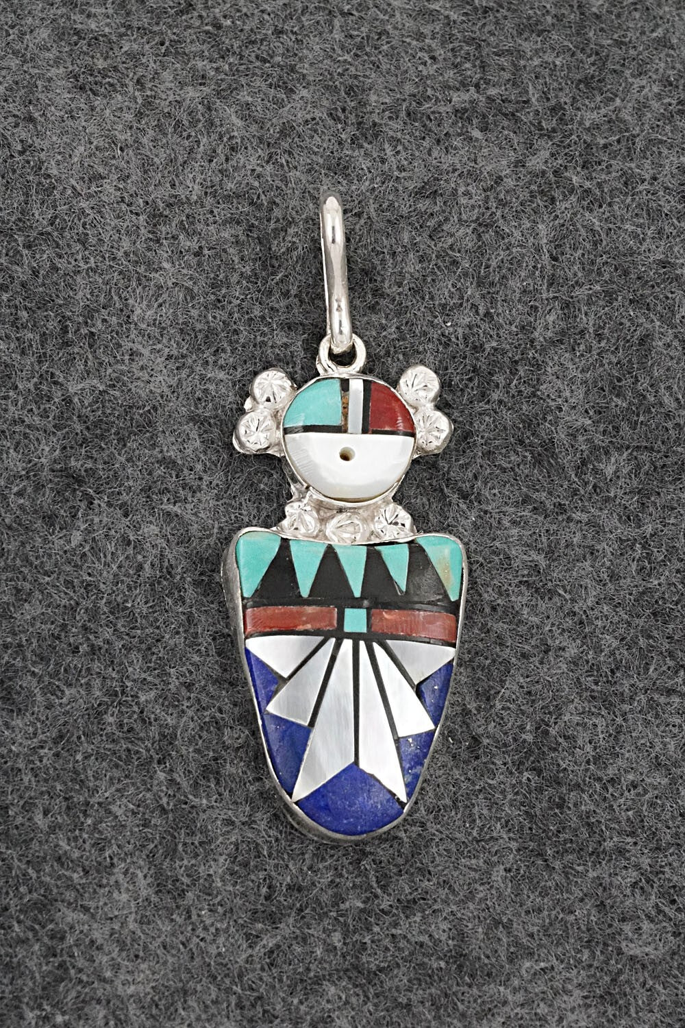 Multi-Stone & Sterling Silver Inlay Pendant - Ola Eriacho