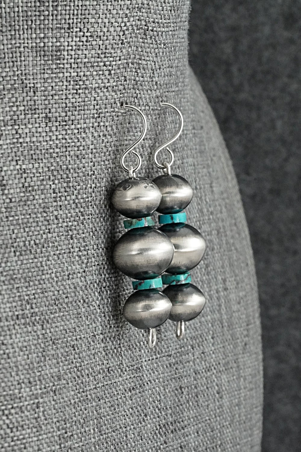 Turquoise & Sterling Silver Navajo Pearl Earrings - Tonisha Haley