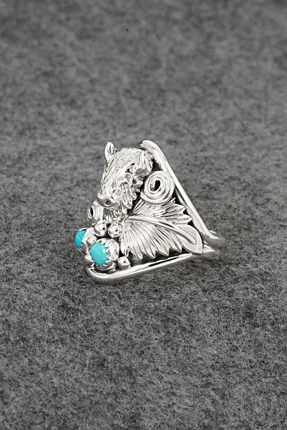 Turquoise & Sterling Silver Ring - Darrell Morgan - Size 11.5