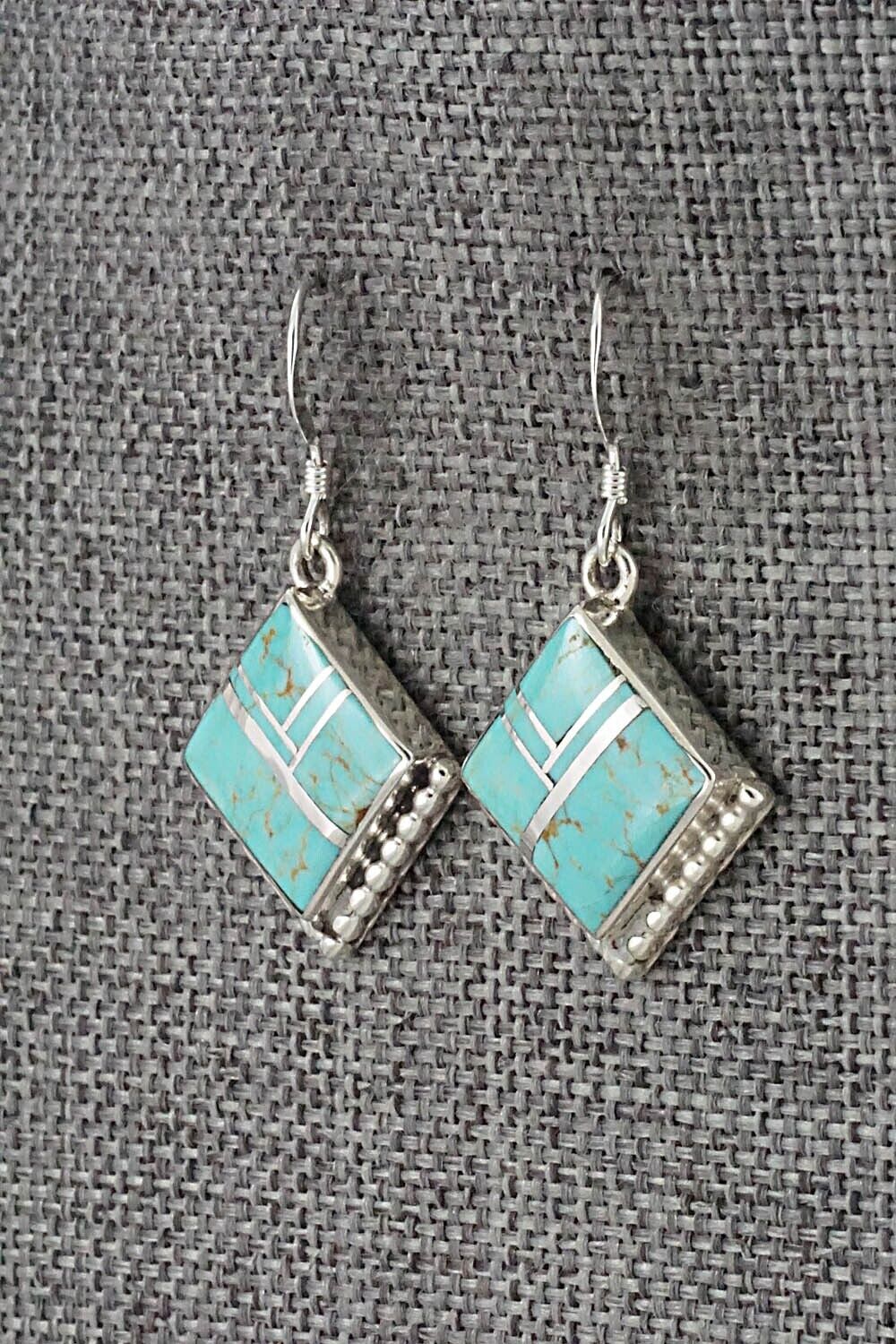 Turquoise & Sterling Silver Inlay Earrings - James Manygoats