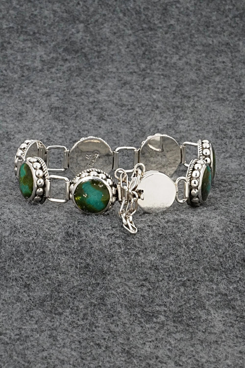 Turquoise & Sterling Silver Link Bracelet - Charleston Willie