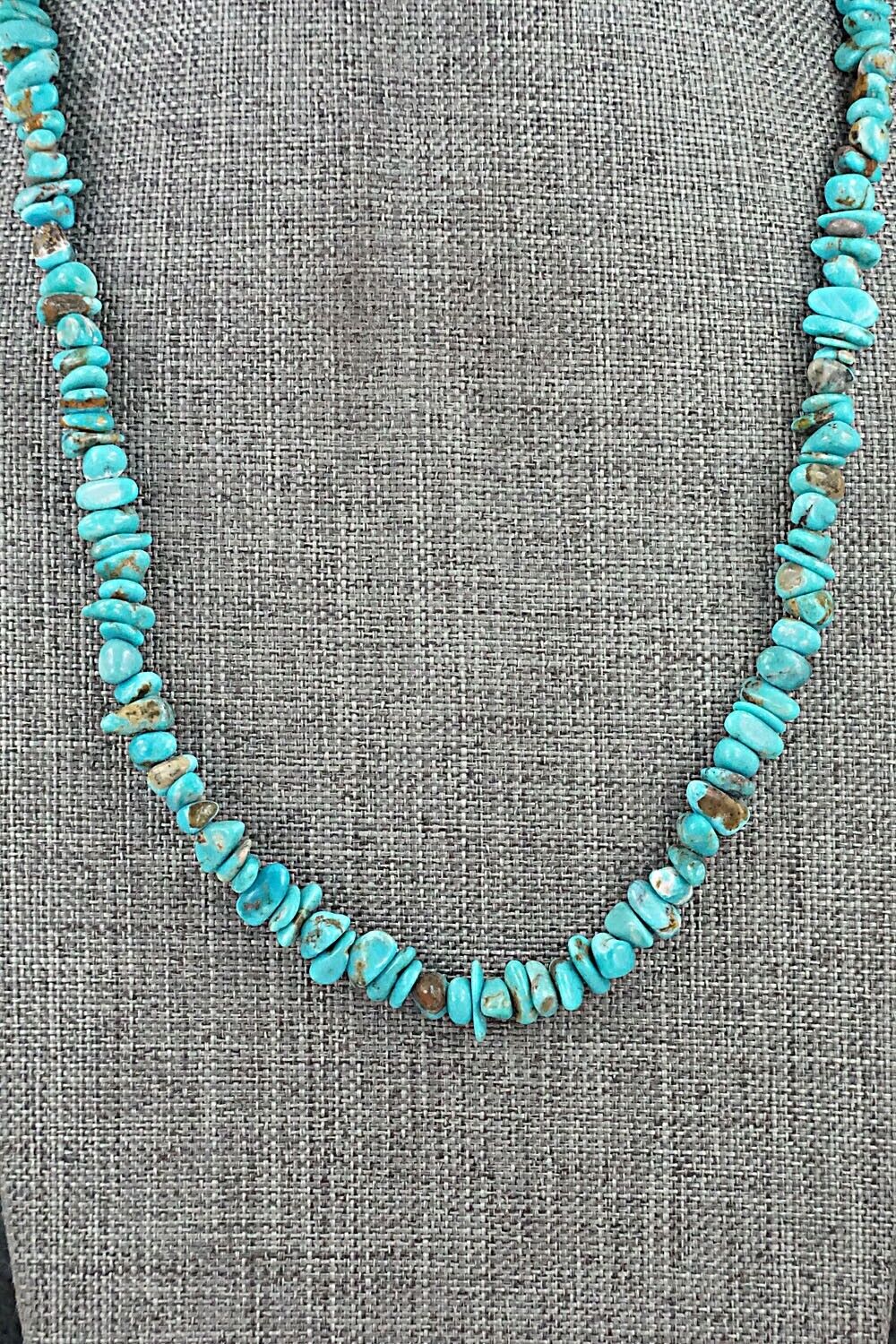 Turquoise & Sterling Silver Necklace 51" - Doreen Jake