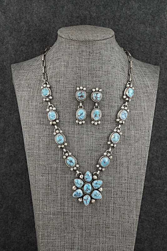 Turquoise & Sterling Silver Necklace and Earrings Set - Kathleen Livingston