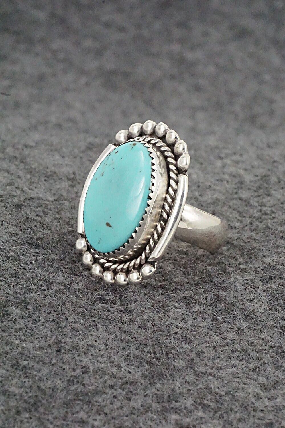 Turquoise & Sterling Silver Ring - Kenny Calavaza - Size 8.5