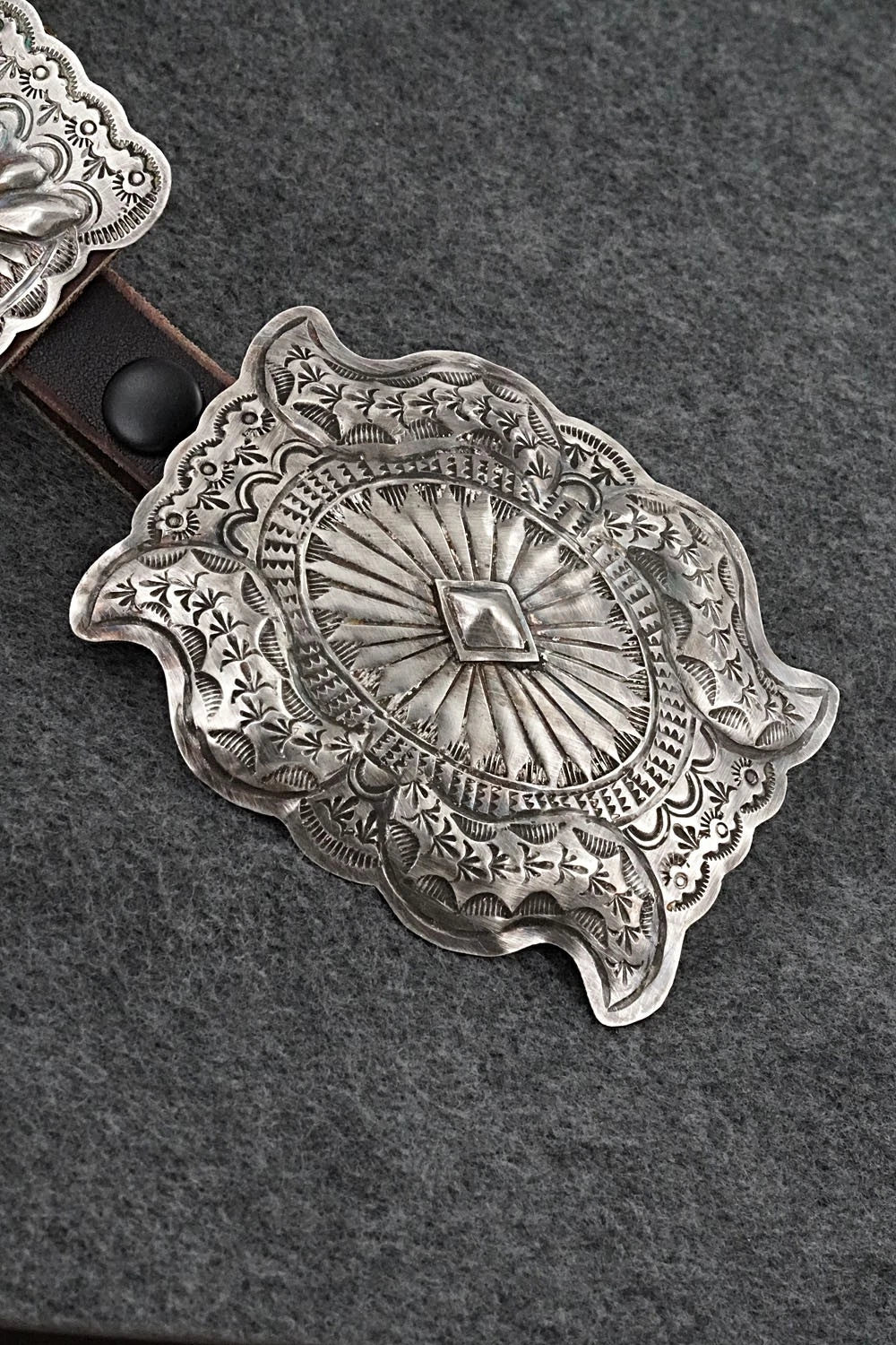 Sterling Silver & Leather Concho Belt - Dan Morgan