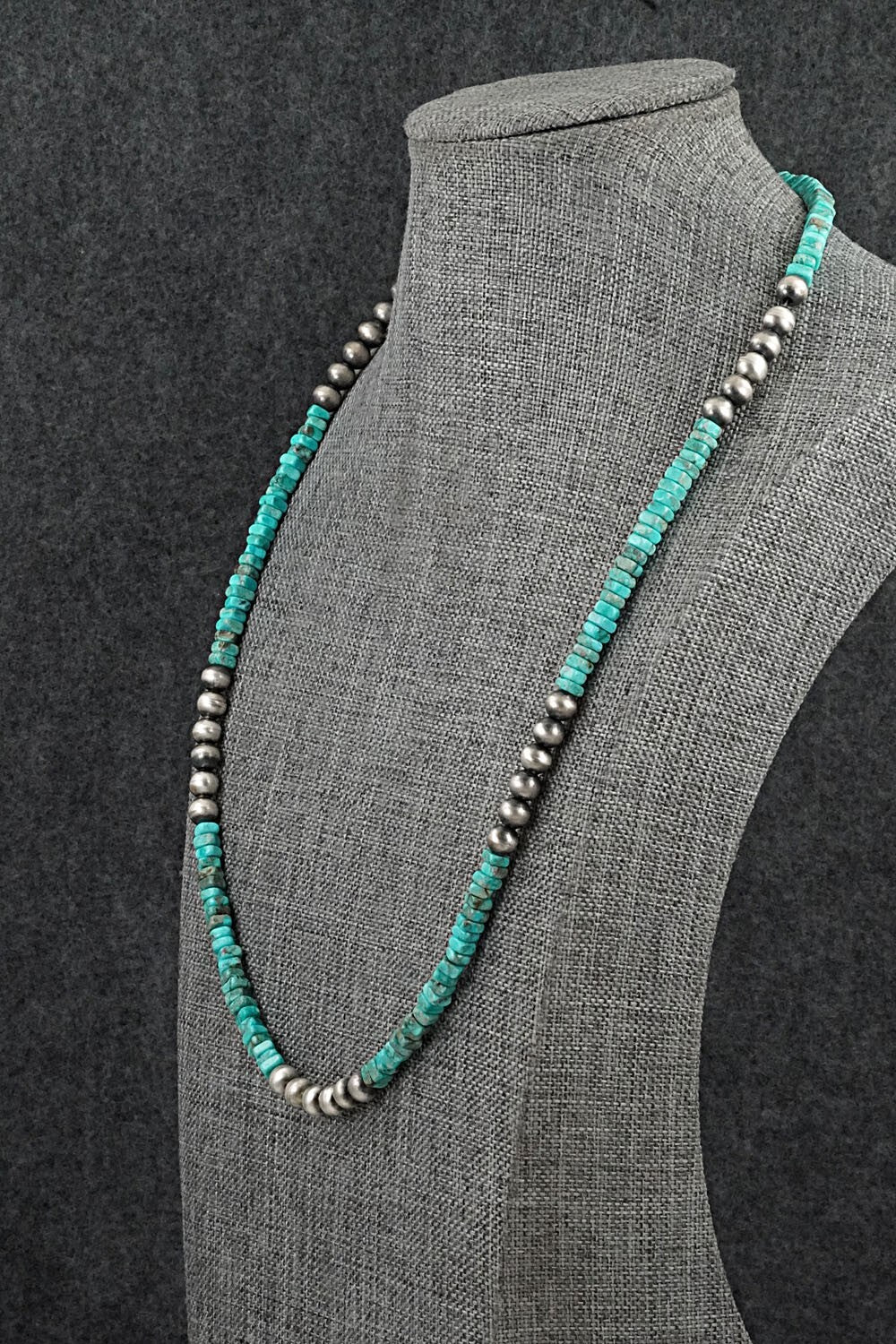 Turquoise & Sterling Silver Necklace 21" - Doreen Jake
