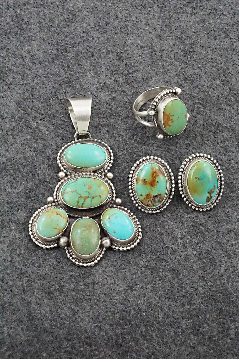 Turquoise & Sterling Silver Pendant Set - Kathleen Chavez